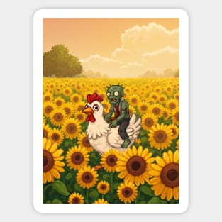 Chicken-Jockey-Zombie & Chicken in Sunflower Field Sticker
